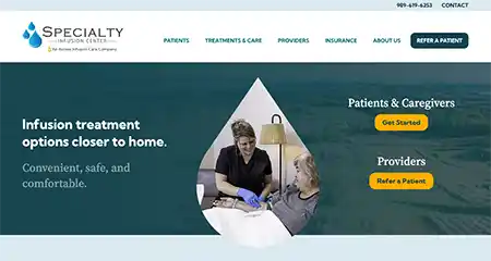 Specialty Infusion Center Home Page, after